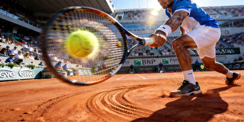 法国网球公开赛红土场地 - 运动员正手击球瞬间